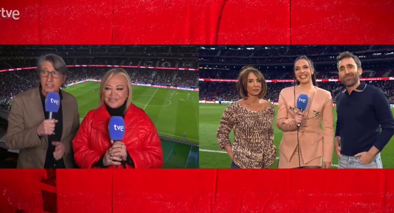 belen-esteban-y-los-presentadores-de-‘la-familia-de-la-tele’-debutan-en-tve-durante-la-copa-del-rey:-“somos-como-la-beyonce”